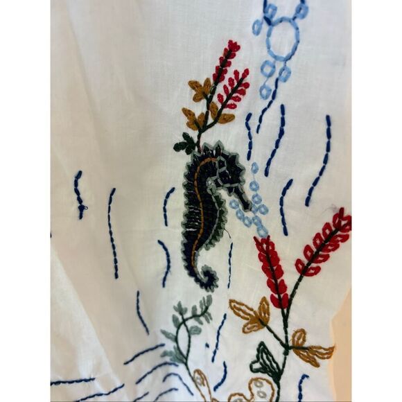 Zara The Lagoon Embroidered Sea Life kaftan, small $140 F22 - Picture 9 of 12